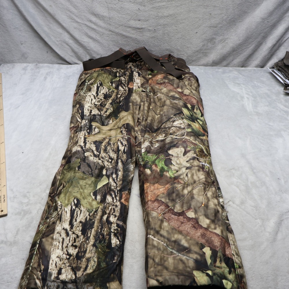 Field & Stream Bib Pants Mens Large Mossy Oak Camo Insulated Ski Hunting 41x30
